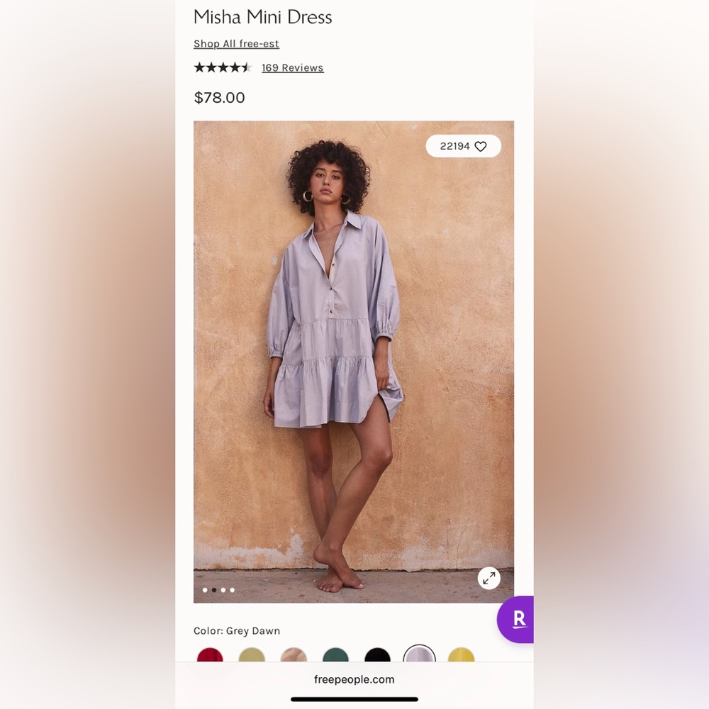 Free People Lavender Mini Dress